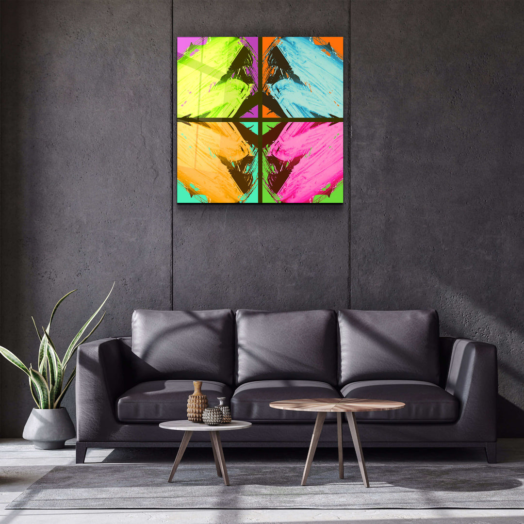 ."POP Art Brush Strokes V1". Designer's Collection Glass Wall Art