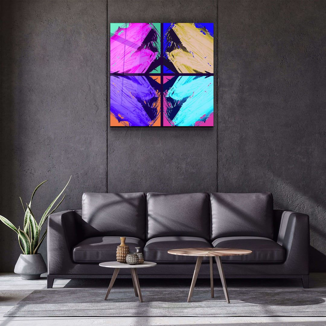 ."POP Art Brush Strokes V2". Designer's Collection Glass Wall Art