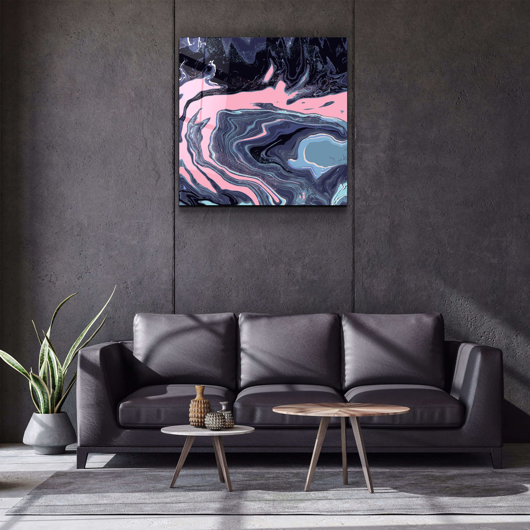 ."Pink Wave in the Black". Designer's Collection Glass Wall Art