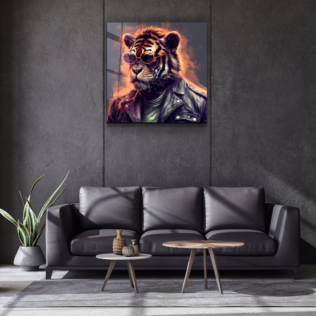 ."Tiger Monkey 2". Designers Collection Glass Wall Art