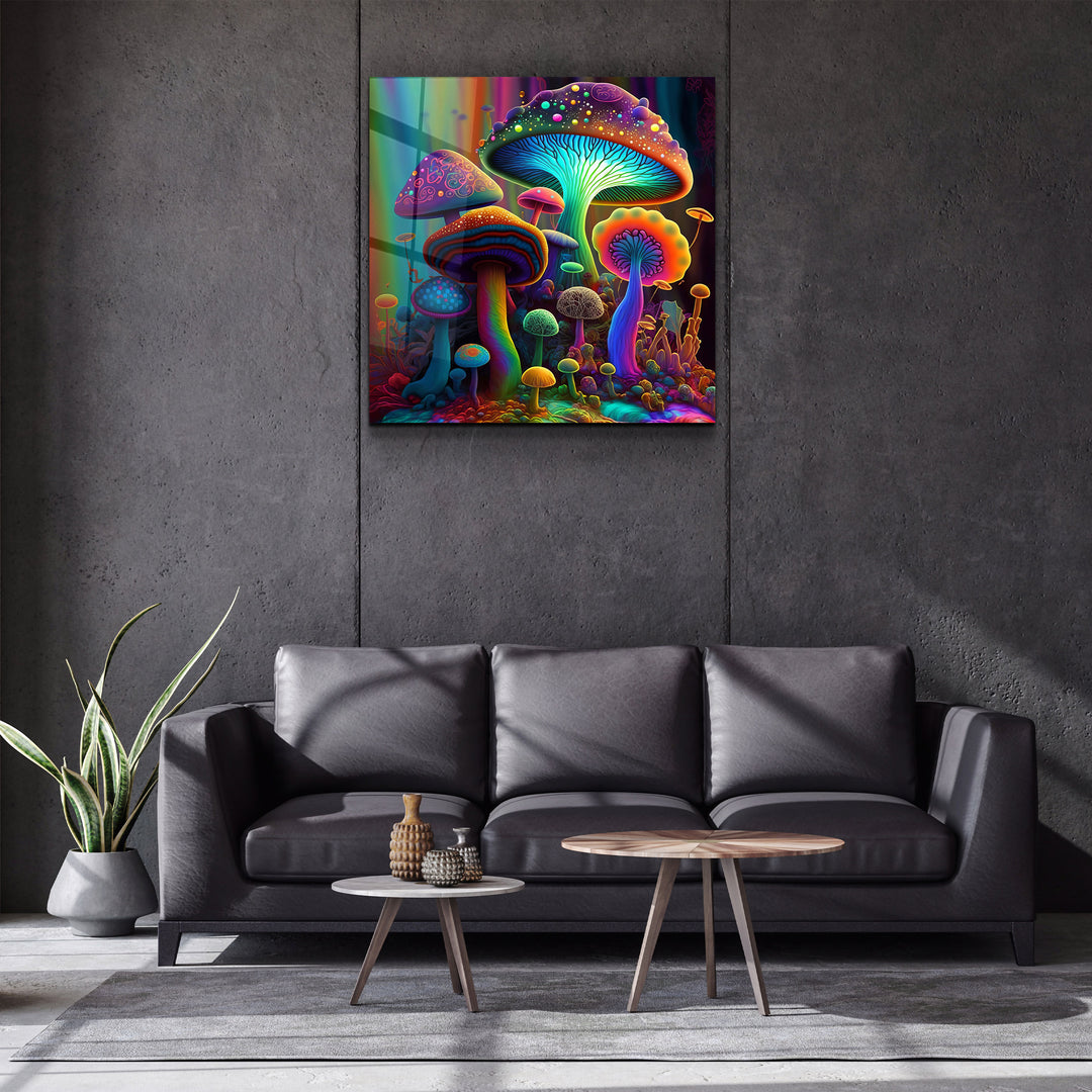 ."Neon Fungies V2". Designer's Collection Glass Wall Art