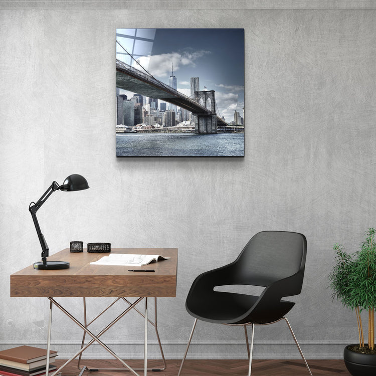 ・"Brooklyn Bridge"・Glass Wall Art | Artdesigna Glass Printing Wall Arts.