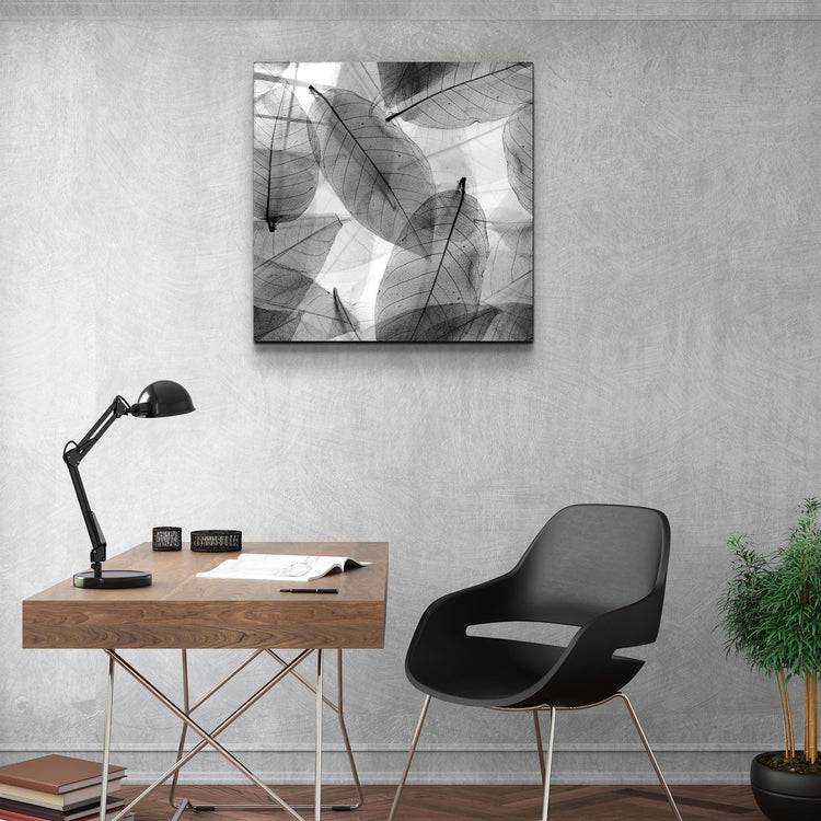 ・"Black and White Leaves"・Glass Wall Art | Artdesigna Glass Printing Wall Arts.