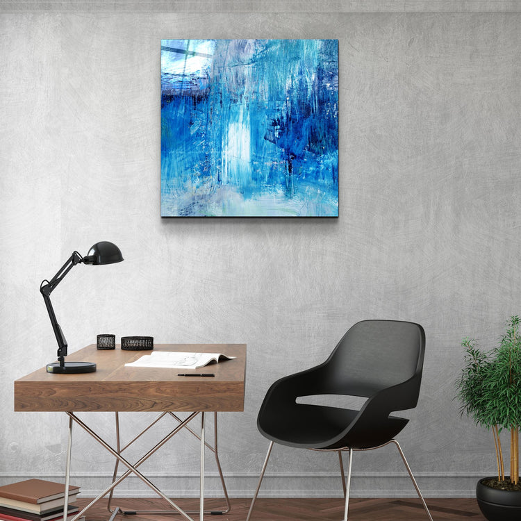 ・"Blue Fall"・Glass Wall Art | Artdesigna Glass Printing Wall Arts.