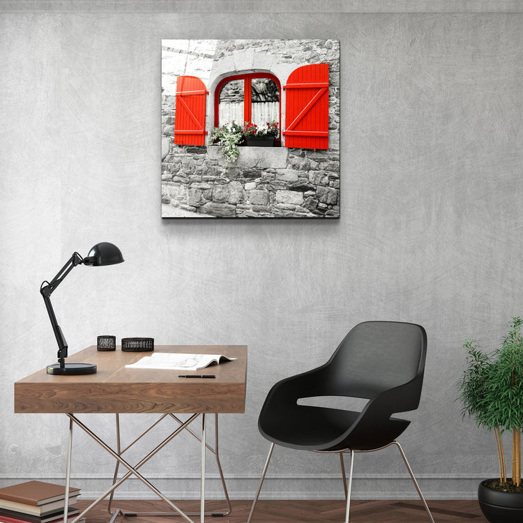 ・"Red Window"・Glass Wall Art | Artdesigna Glass Printing Wall Arts.