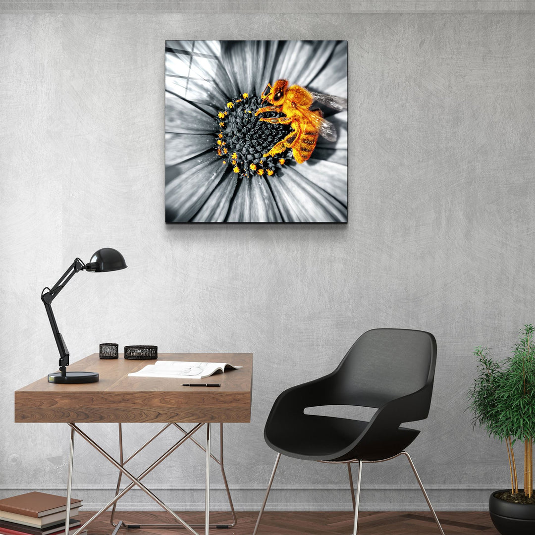 ・"Bee"・Glass Wall Art | Artdesigna Glass Printing Wall Arts.