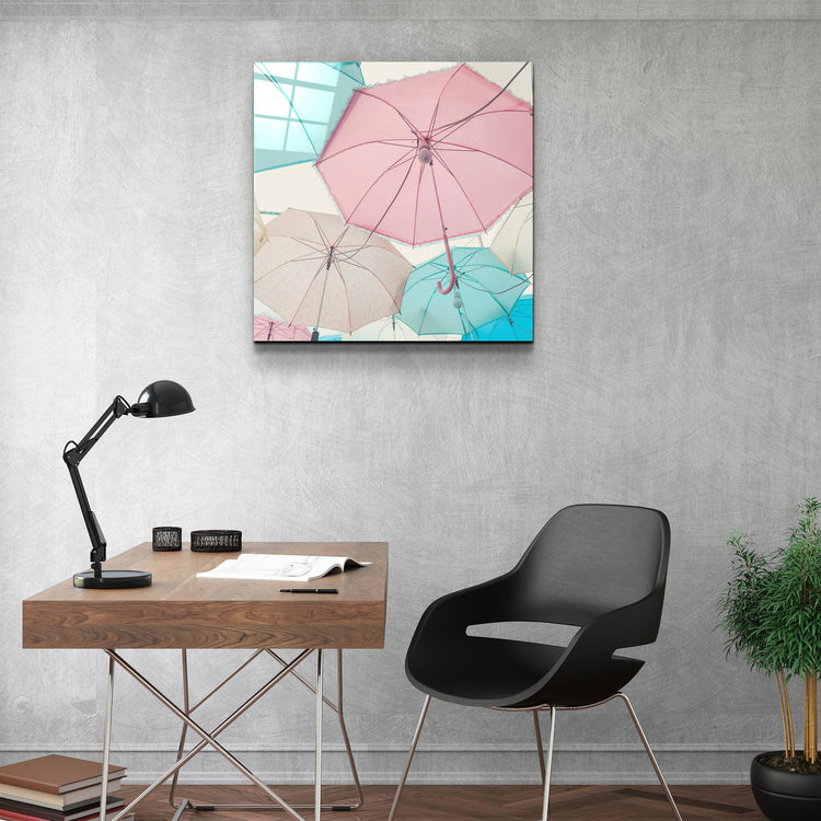 ・"Colorful Umbrellas"・Glass Wall Art | Artdesigna Glass Printing Wall Arts.