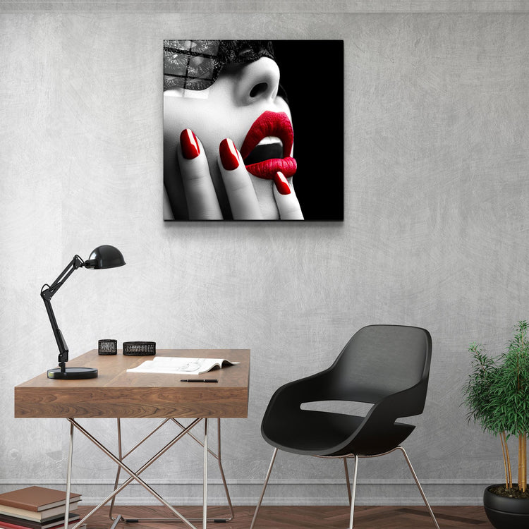 ・"Red Lips"・Glass Wall Art | Artdesigna Glass Printing Wall Arts.