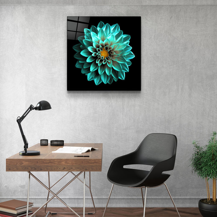 ・"Green Flower"・Glass Wall Art | Artdesigna Glass Printing Wall Arts.