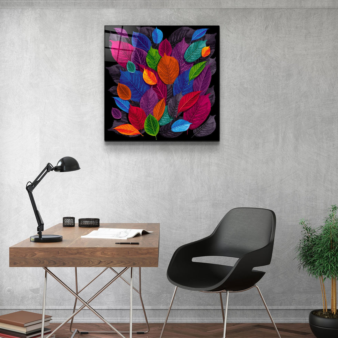 ・"Leaf Feast"・Glass Wall Art | Artdesigna Glass Printing Wall Arts.