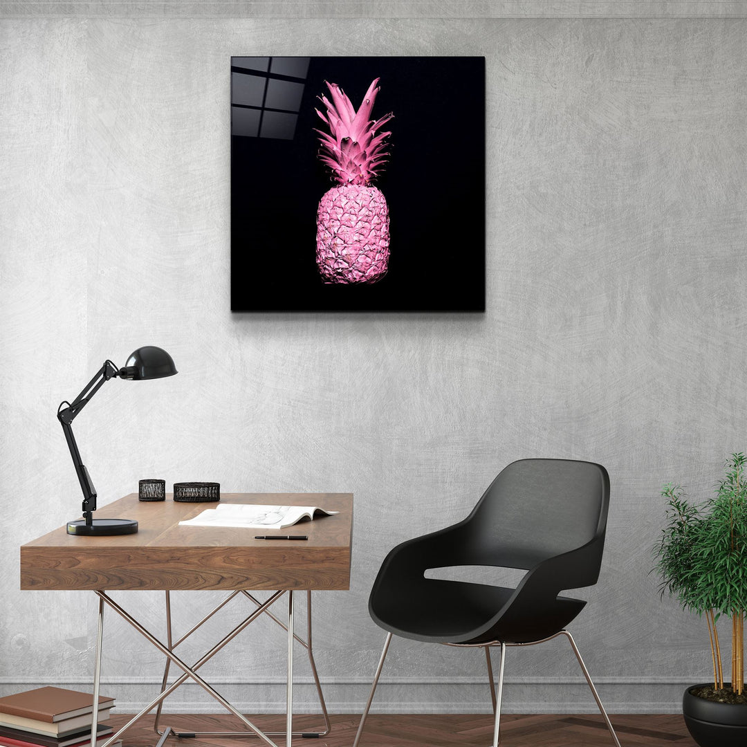 ・"Pink Pineapple"・Glass Wall Art | Artdesigna Glass Printing Wall Arts.