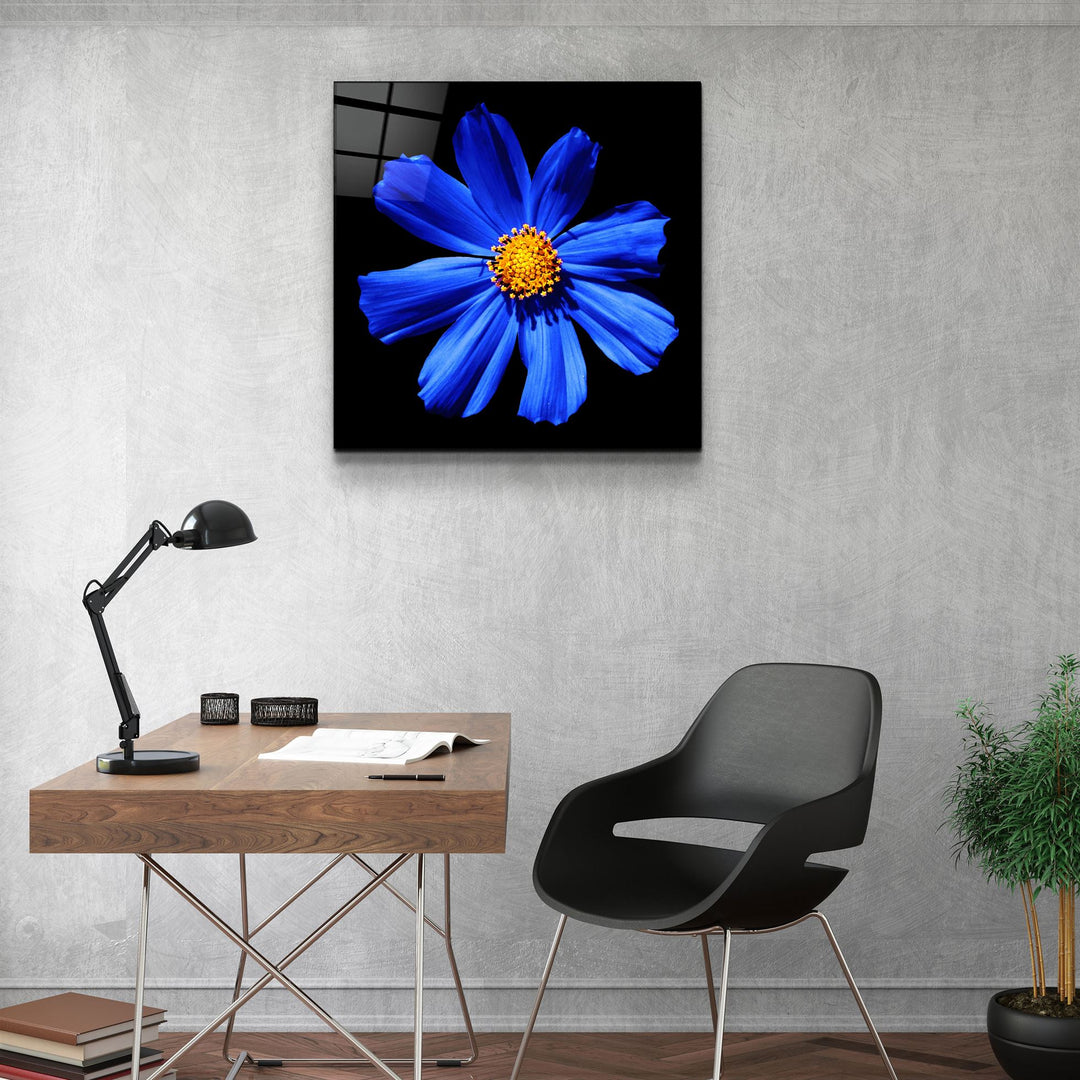 ・"Blue Flower"・Glass Wall Art | Artdesigna Glass Printing Wall Arts.