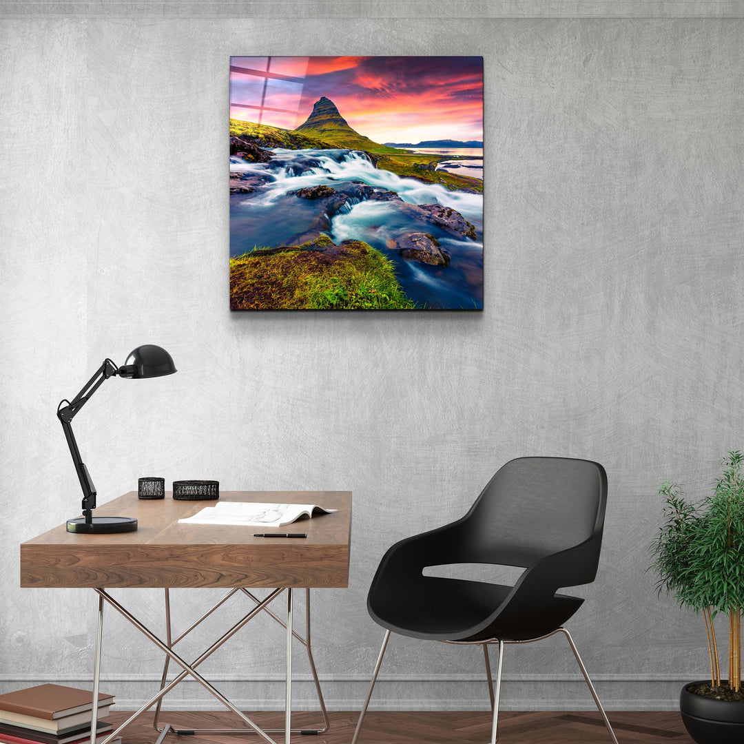 ・"Mountain River Landscape"・Glass Wall Art | Artdesigna Glass Printing Wall Arts.