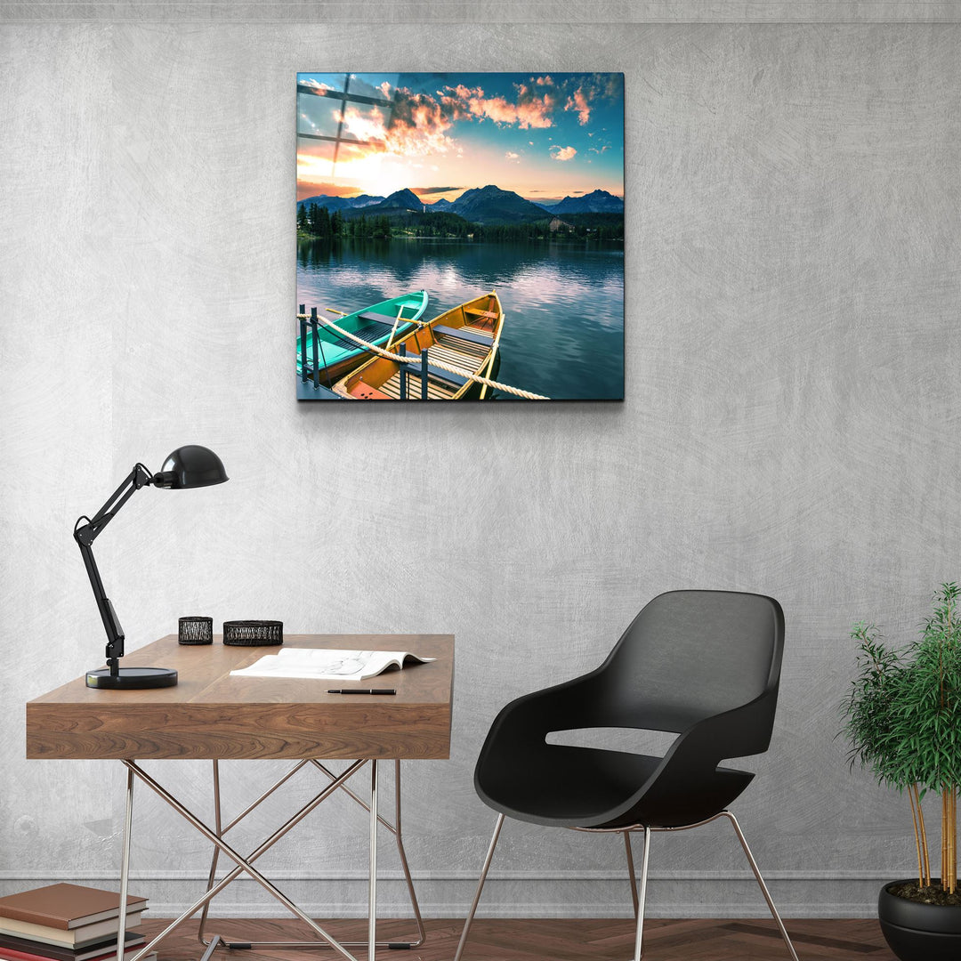 ・"Lake and Mountain Landscape"・Glass Wall Art | Artdesigna Glass Printing Wall Arts.