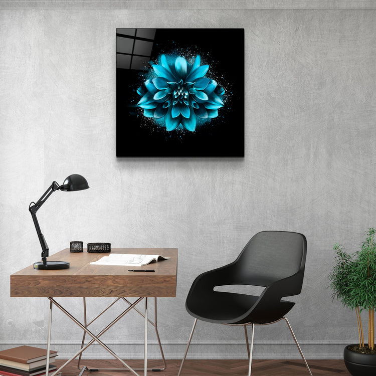 ・"Blue Flower"・Glass Wall Art | Artdesigna Glass Printing Wall Arts.