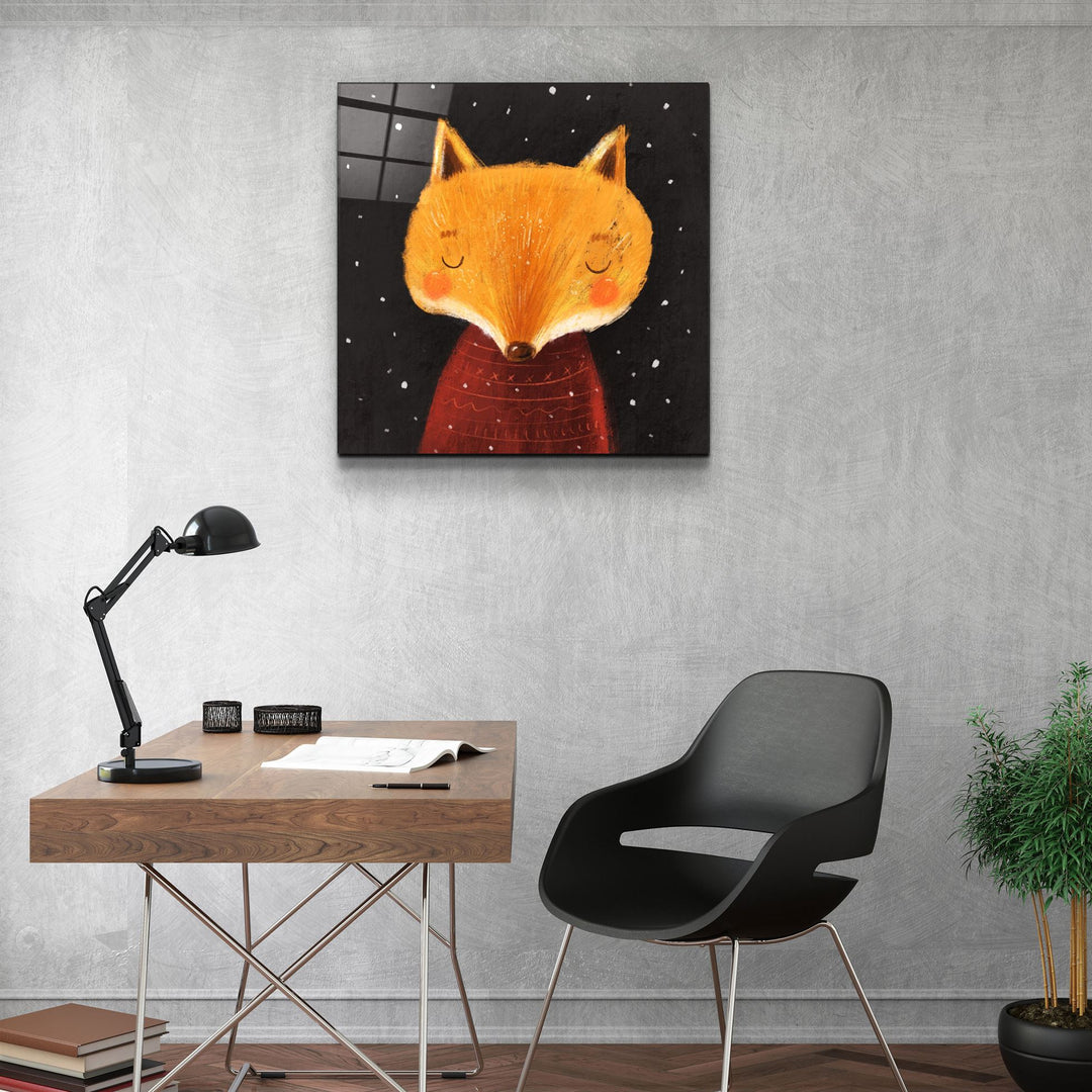 ・"Cute Fox"・Glass Wall Art | Artdesigna Glass Printing Wall Arts.