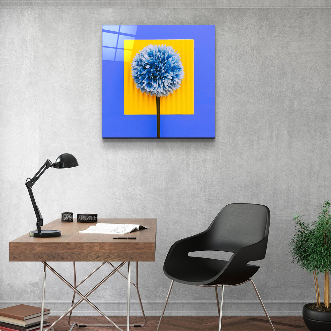 ・"Blue Flower"・Glass Wall Art | Artdesigna Glass Printing Wall Arts.