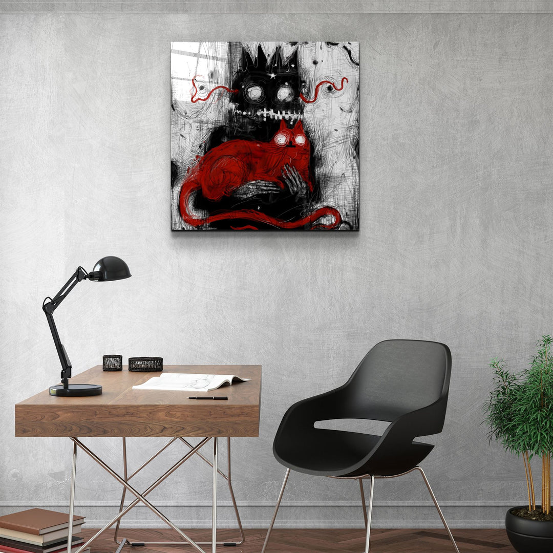 ・"Abstract Cat"・Glass Wall Art | Artdesigna Glass Printing Wall Arts.