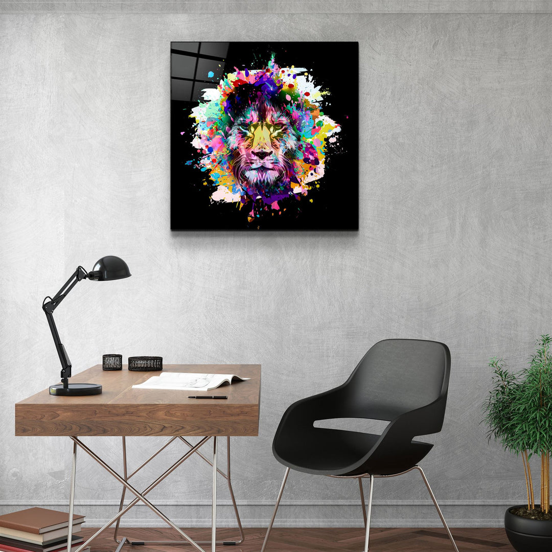 ・"Lion Abstract"・Glass Wall Art | Artdesigna Glass Printing Wall Arts.