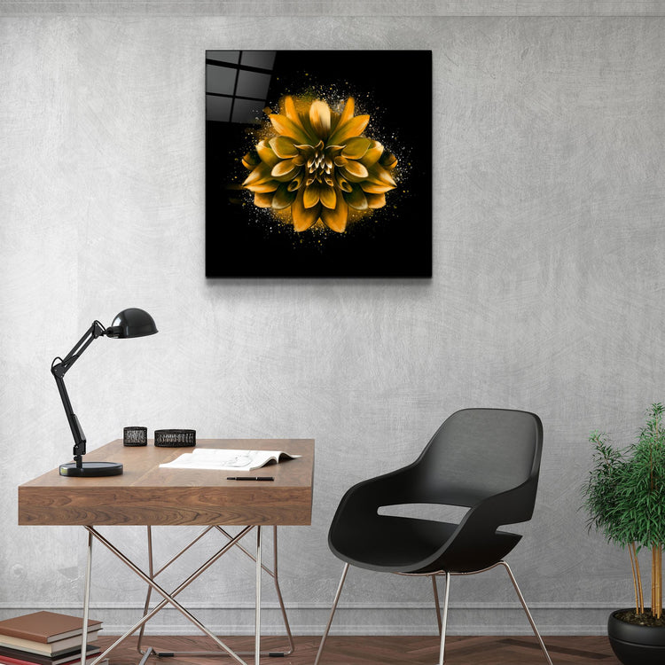 ・"Yellow Flower"・Glass Wall Art | Artdesigna Glass Printing Wall Arts.