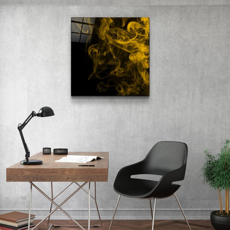 ・"Yellow Smoke"・Glass Wall Art | Artdesigna Glass Printing Wall Arts.