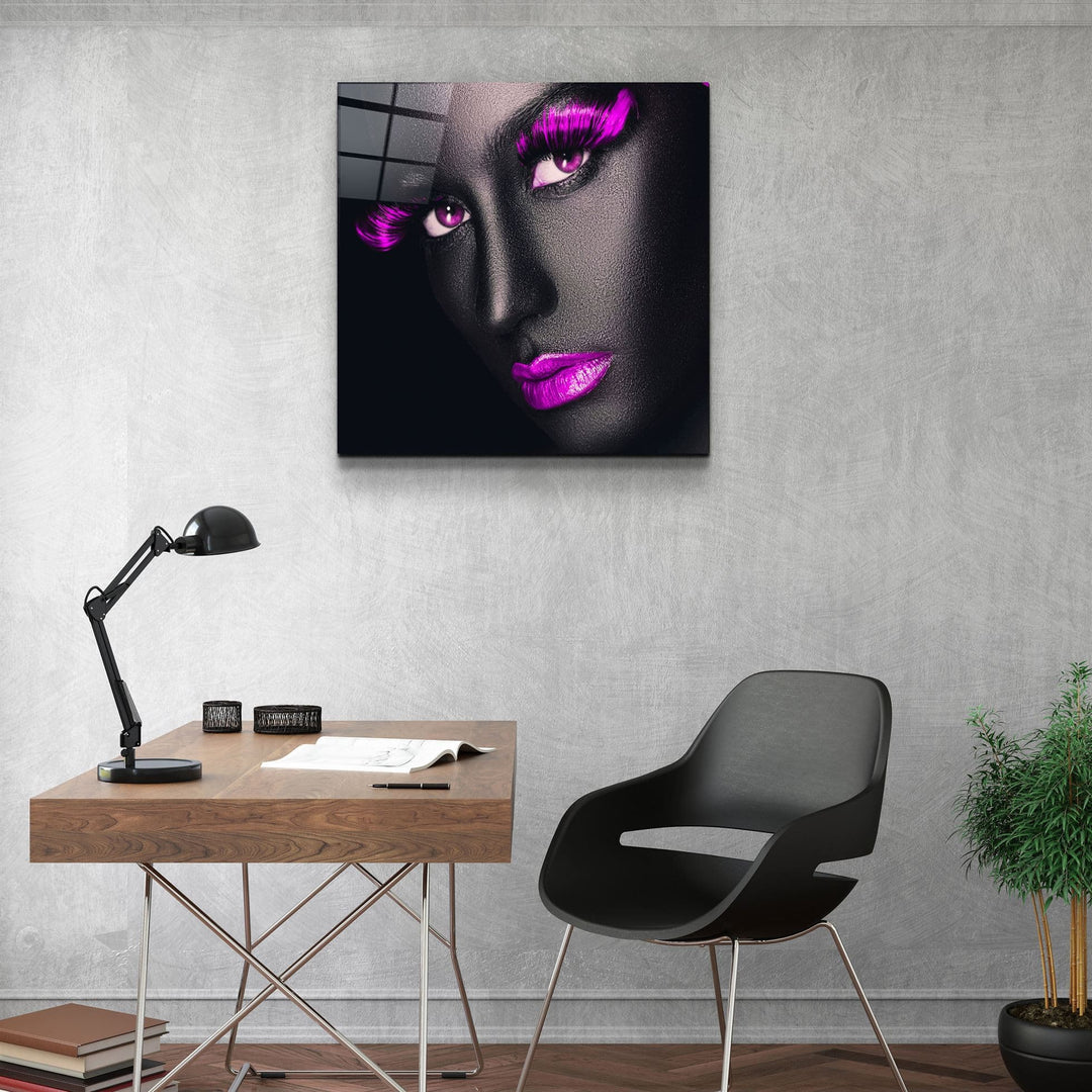 ・"Pink Lips and Eyes"・Glass Wall Art | Artdesigna Glass Printing Wall Arts.