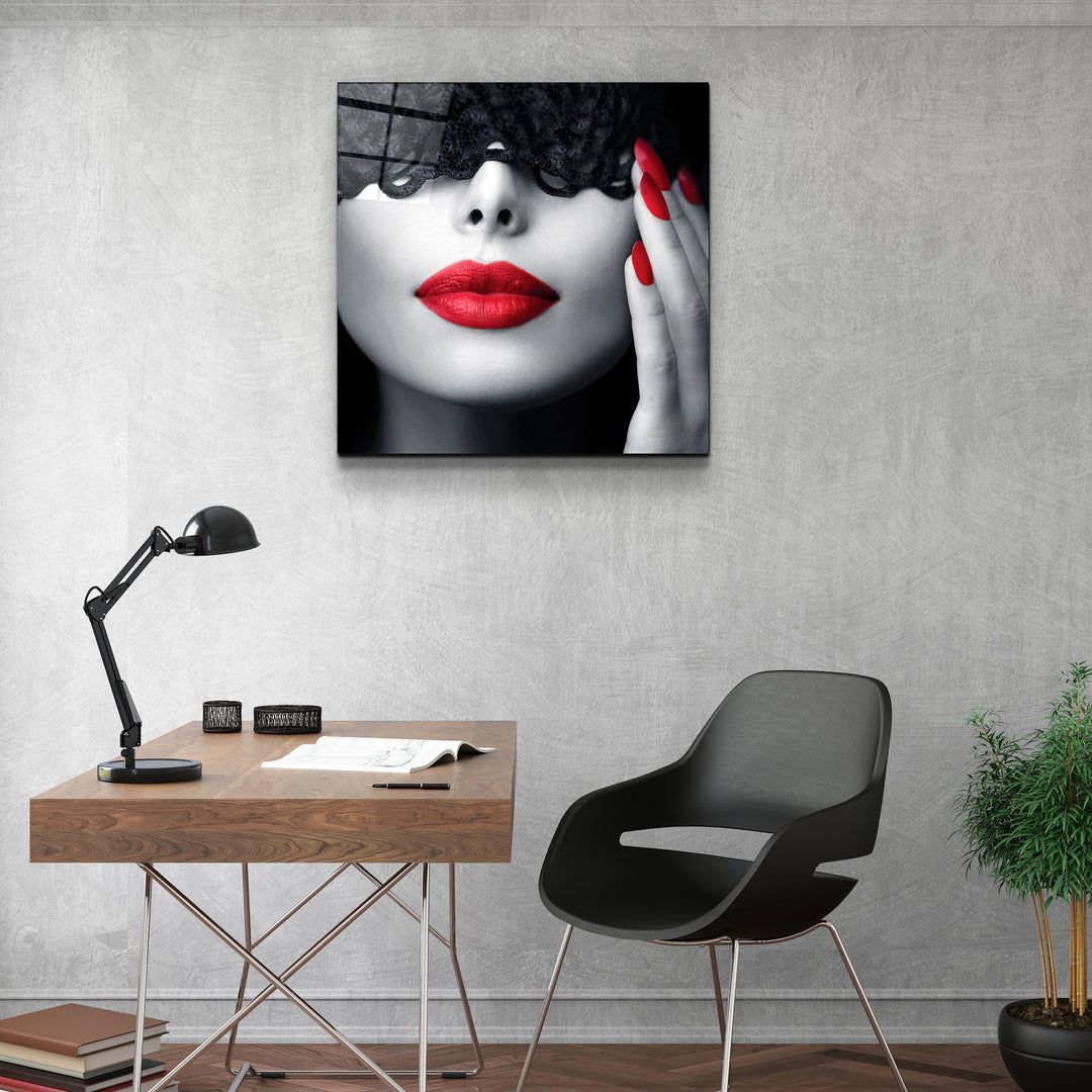 ・"Red Lips and Nails"・Glass Wall Art | Artdesigna Glass Printing Wall Arts.