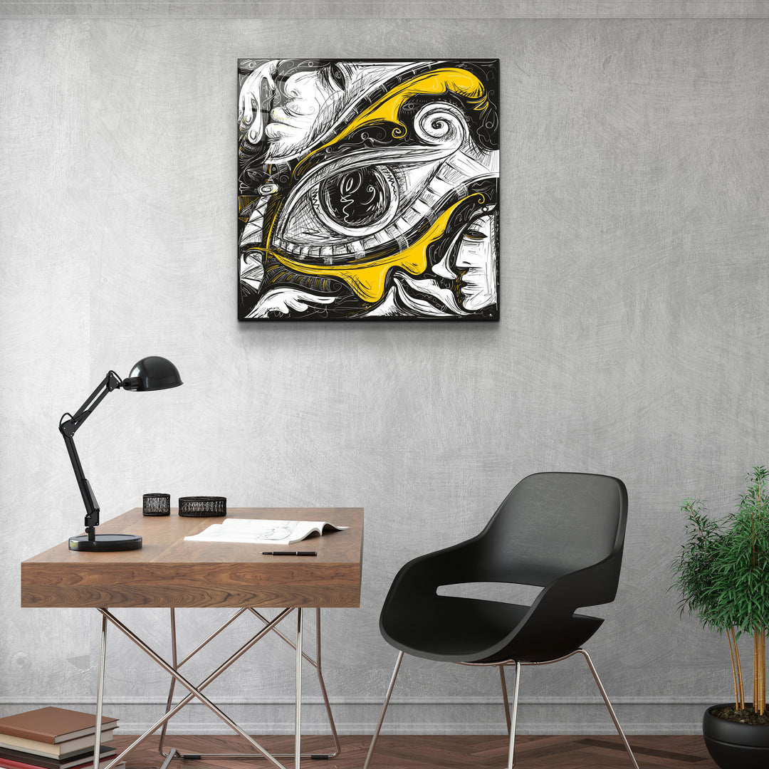 ・"Abstract Faces and Eyes"・Glass Wall Art | Artdesigna Glass Printing Wall Arts.