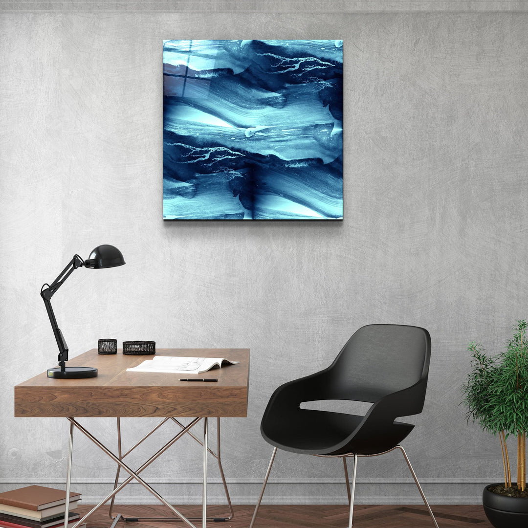 ・"Abstract Waves"・Glass Wall Art | Artdesigna Glass Printing Wall Arts.