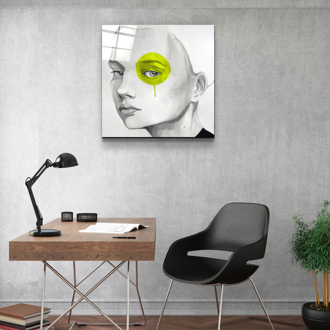 ・"Yellow Eye"・Glass Wall Art | Artdesigna Glass Printing Wall Arts.