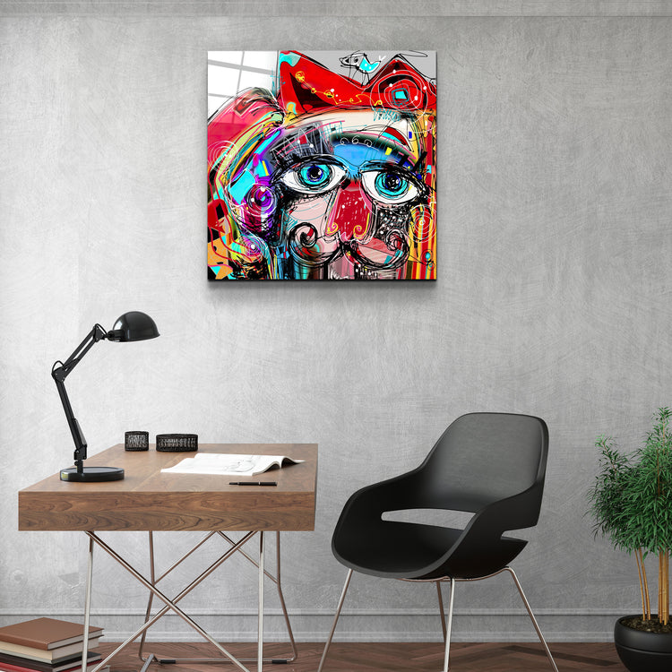 ・"Abstract Colorful Portrait"・Glass Wall Art | Artdesigna Glass Printing Wall Arts.