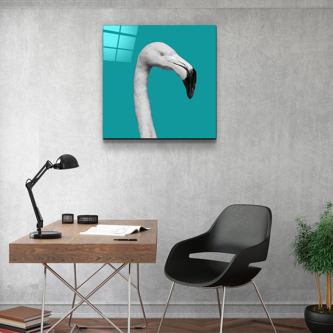 ・"Flamingo - Green"・Glass Wall Art | Artdesigna Glass Printing Wall Arts.