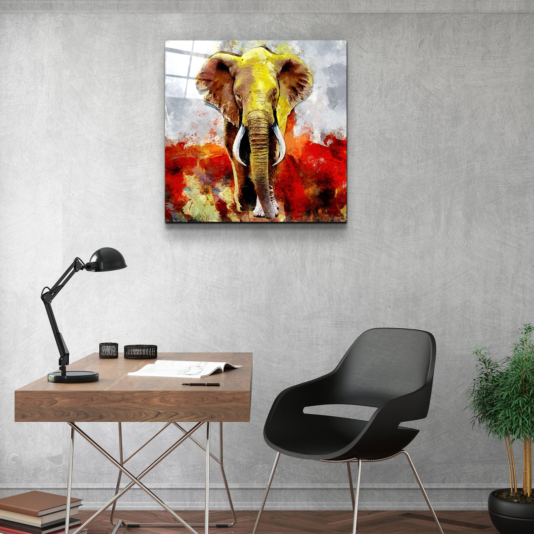 ・"Abstract Colorful Elephant"・Glass Wall Art | Artdesigna Glass Printing Wall Arts.