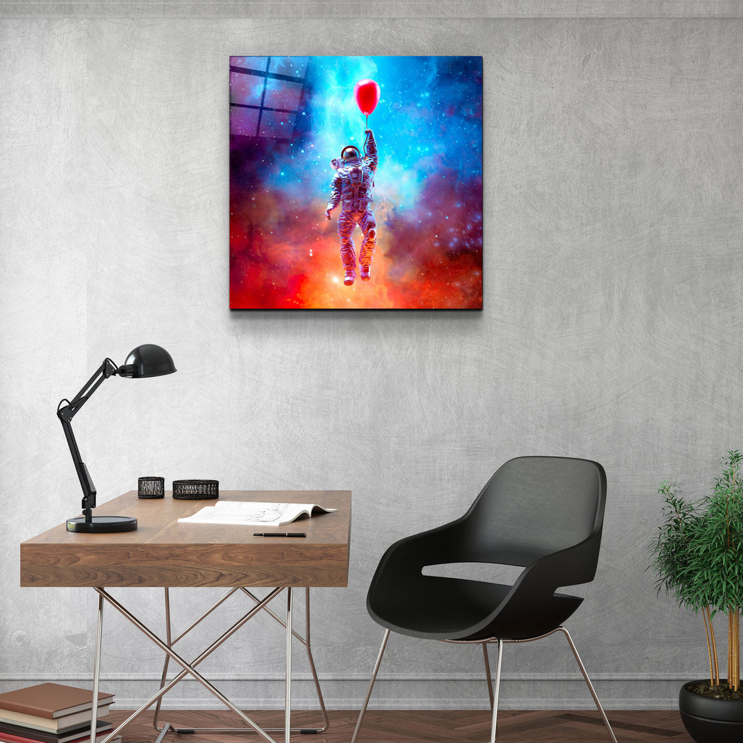 ・"Astronaut in the Sky and Baloon"・Glass Wall Art | Artdesigna Glass Printing Wall Arts.