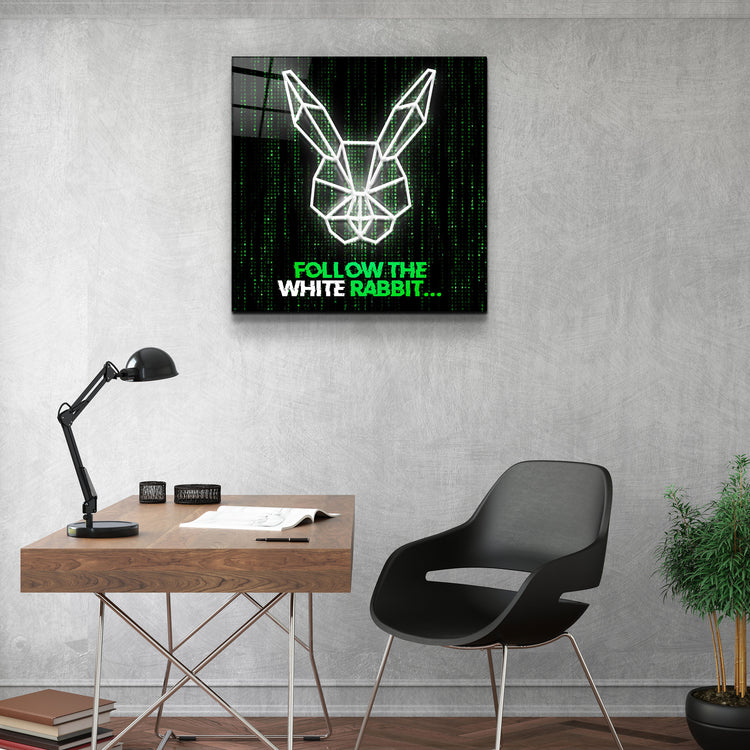 ・"Follow the Rabbit"・Glass Wall Art | Artdesigna Glass Printing Wall Arts.