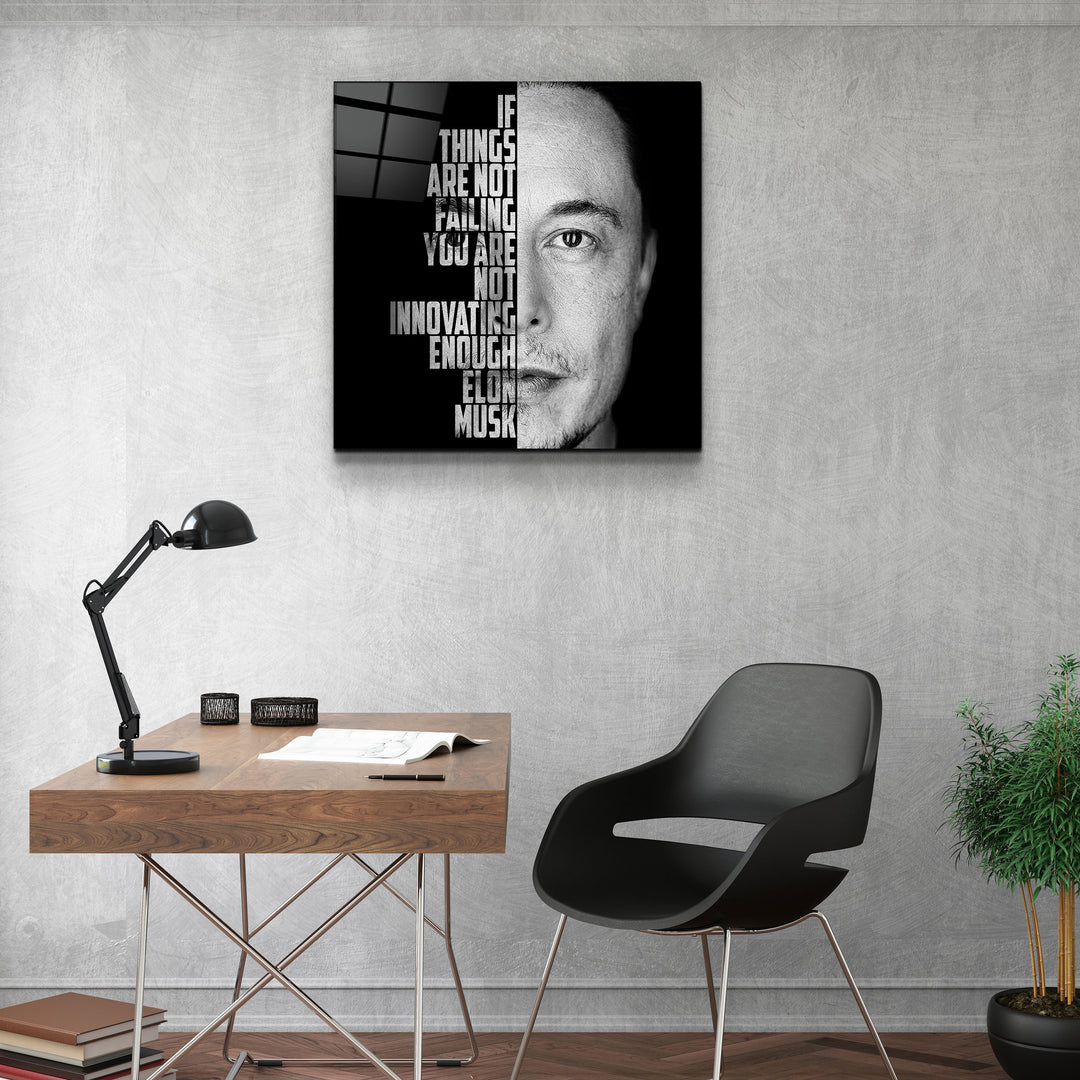 ・"Elon Musk"・Designers Collection Glass Wall Art | Artdesigna Glass Printing Wall Arts.