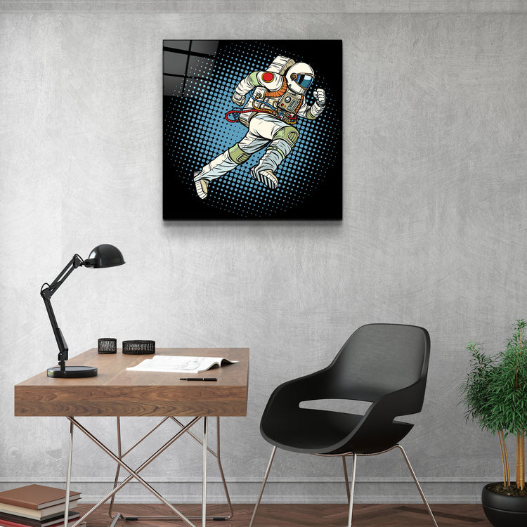 ・"Cartoon Astronaut"・Glass Wall Art | Artdesigna Glass Printing Wall Arts.