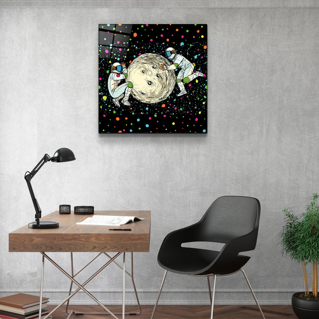 ・"Pushing A Planet"・Glass Wall Art | Artdesigna Glass Printing Wall Arts.