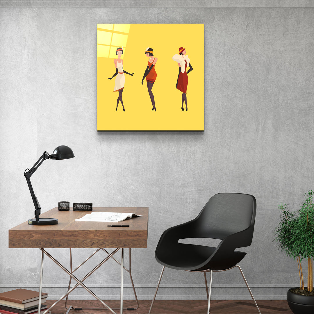 ・"Three Women In The Yellow"・Glass Wall Art | Artdesigna Glass Printing Wall Arts.