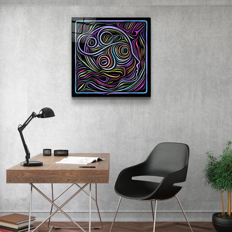 ・"Rainbow Line Faces V3"・Glass Wall Art | Artdesigna Glass Printing Wall Arts.