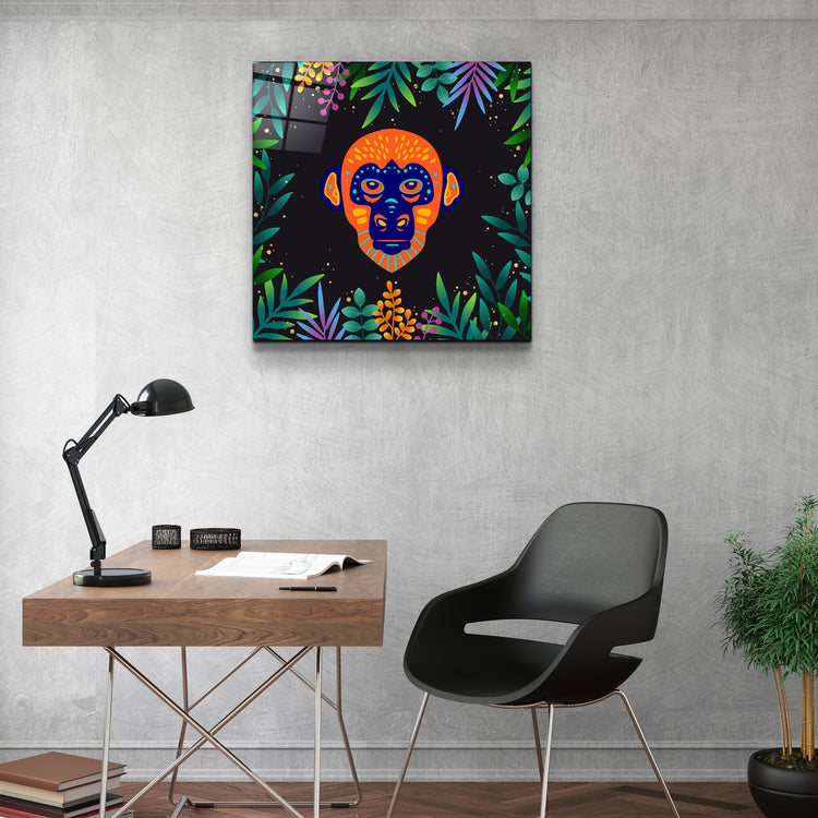 ・"Animal Republic-Monkey"・Designers Collection Glass Wall Art | Artdesigna Glass Printing Wall Arts.