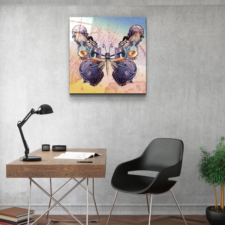 ・"Butterfly NYC"・Designers Collection Glass Wall Art | Artdesigna Glass Printing Wall Arts.