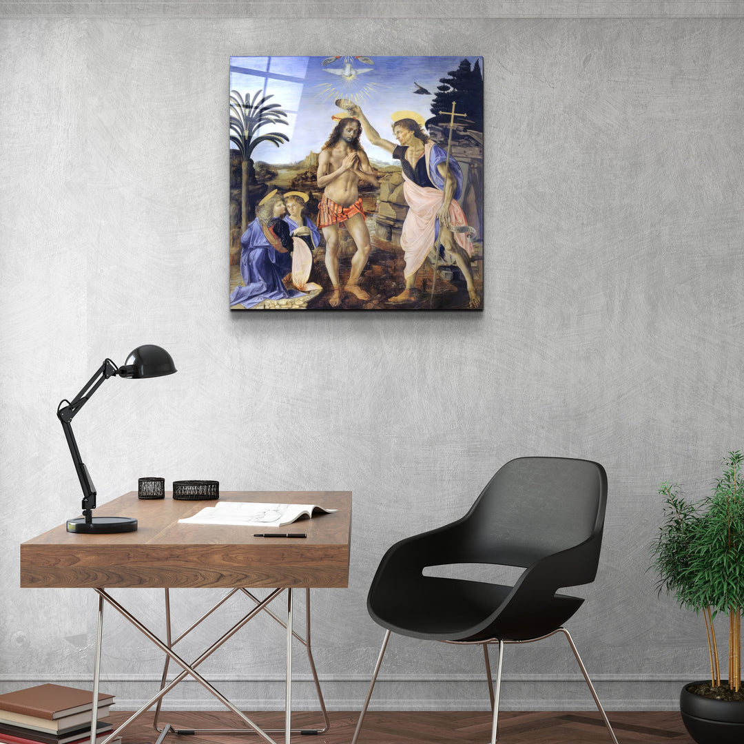 ."Leonardo da Vinci's Baptism of Christ (1470-1480)". Glass Wall Art