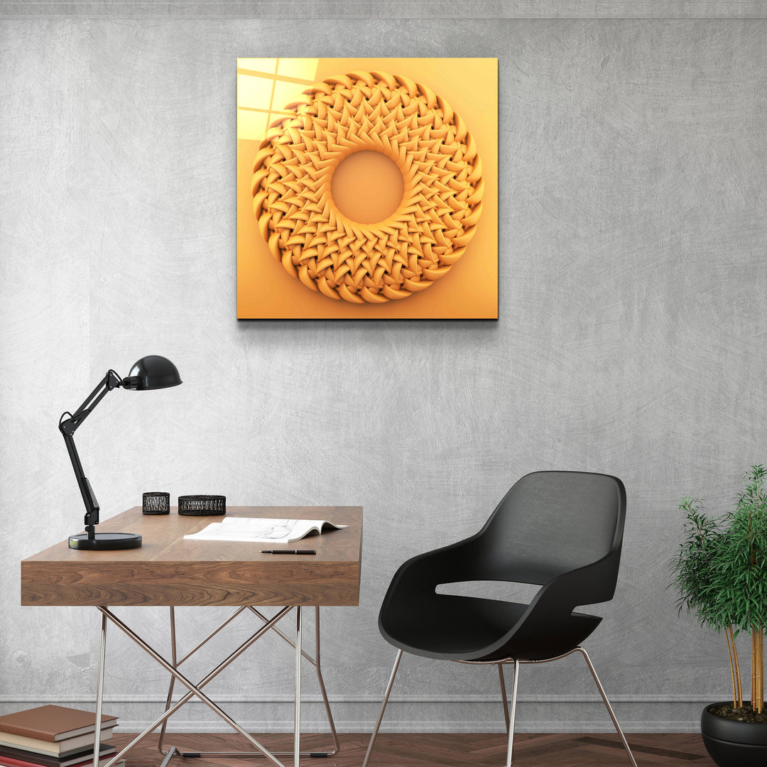 ."Abstract Circular Knitting V2". Designer's Collection Glass Wall Art