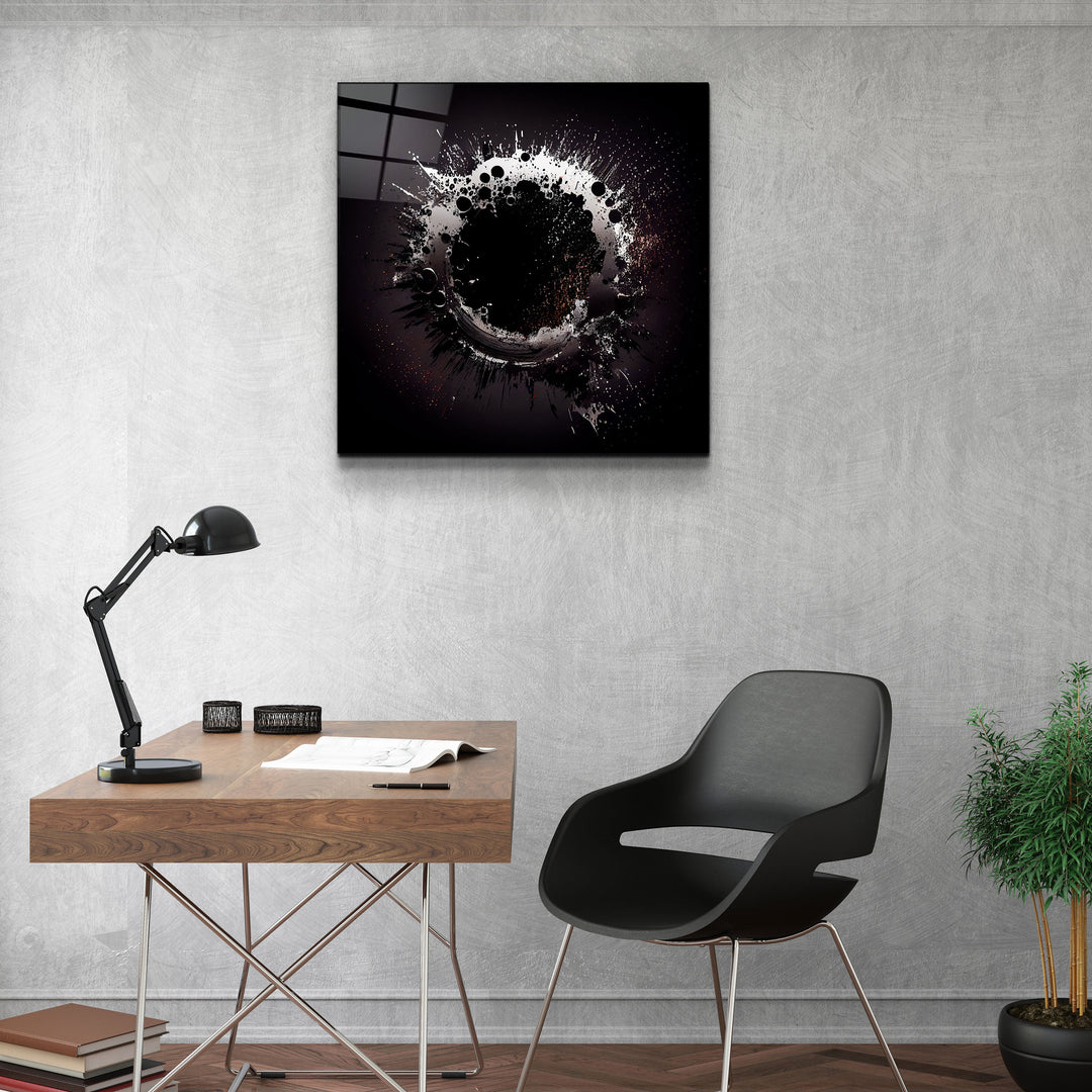 ."Paint Splash Ring-Grey". Designer's Collection Glass Wall Art