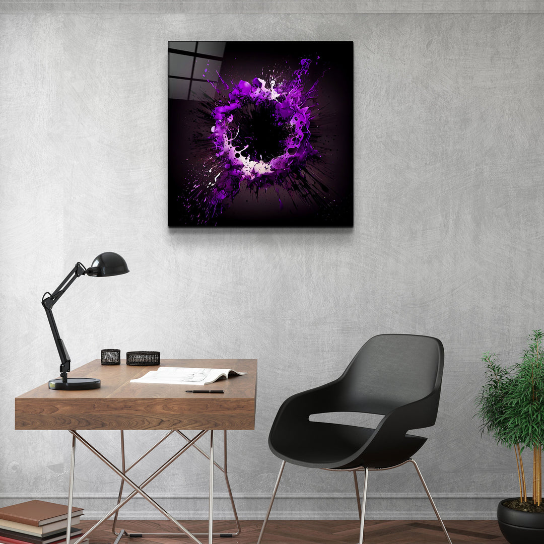 ."Paint Splash Ring-Purple". Designer's Collection Glass Wall Art