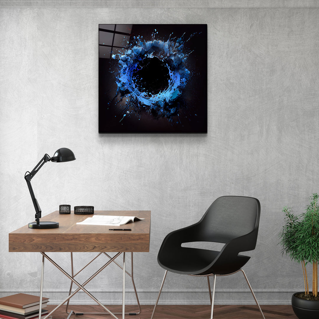 ."Paint Splash Ring-Blue". Designer's Collection Glass Wall Art