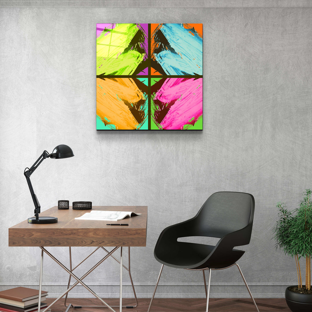 ."POP Art Brush Strokes V1". Designer's Collection Glass Wall Art