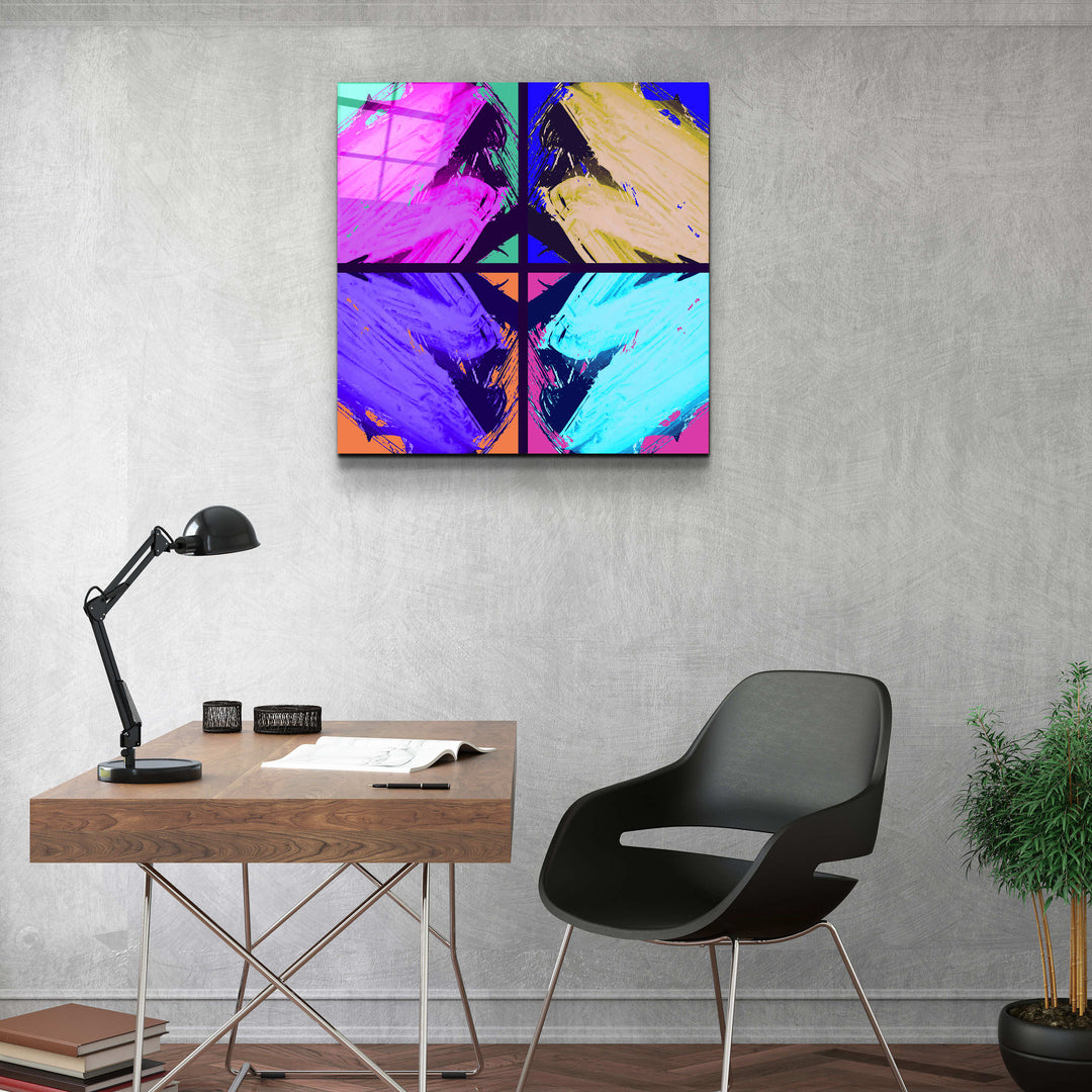 ."POP Art Brush Strokes V2". Designer's Collection Glass Wall Art