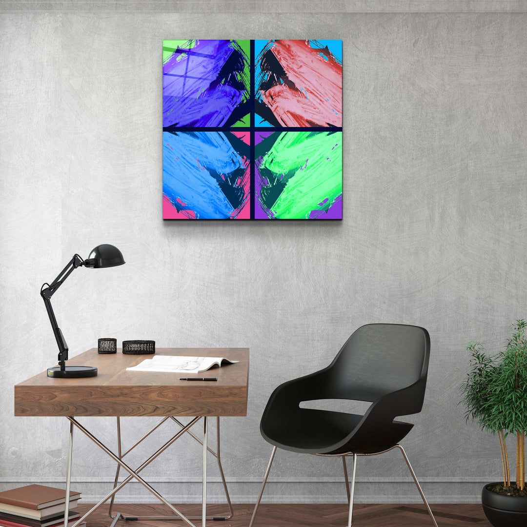 ."POP Art Brush Strokes V3". Designer's Collection Glass Wall Art